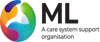 ML logo with colorful circular design and tagline 'A care system support organization'